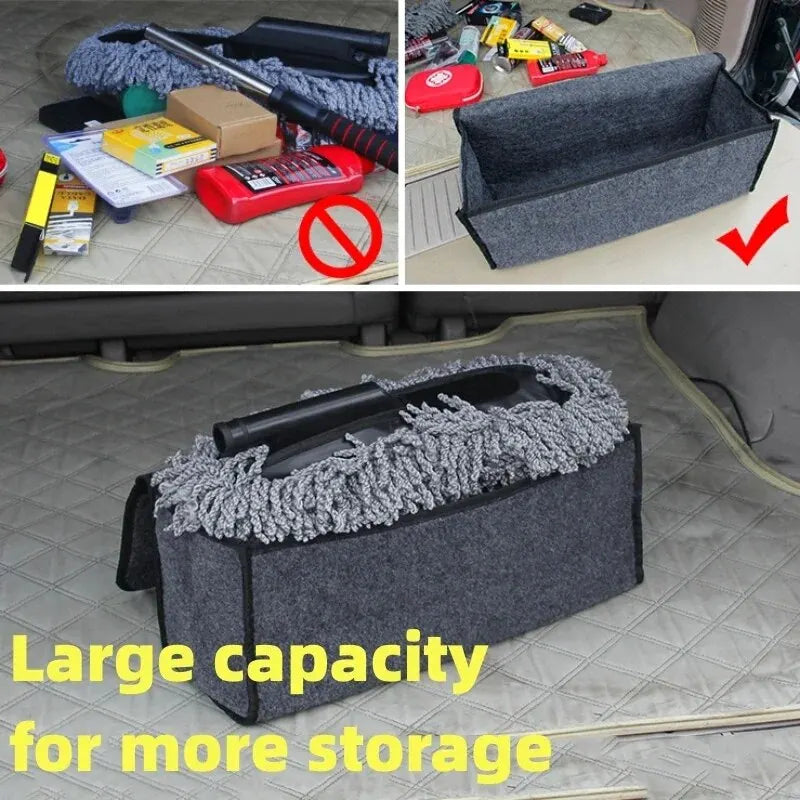 Large Anti Slip Car Trunk Organizer Soft Felt Storage Box Grey-2