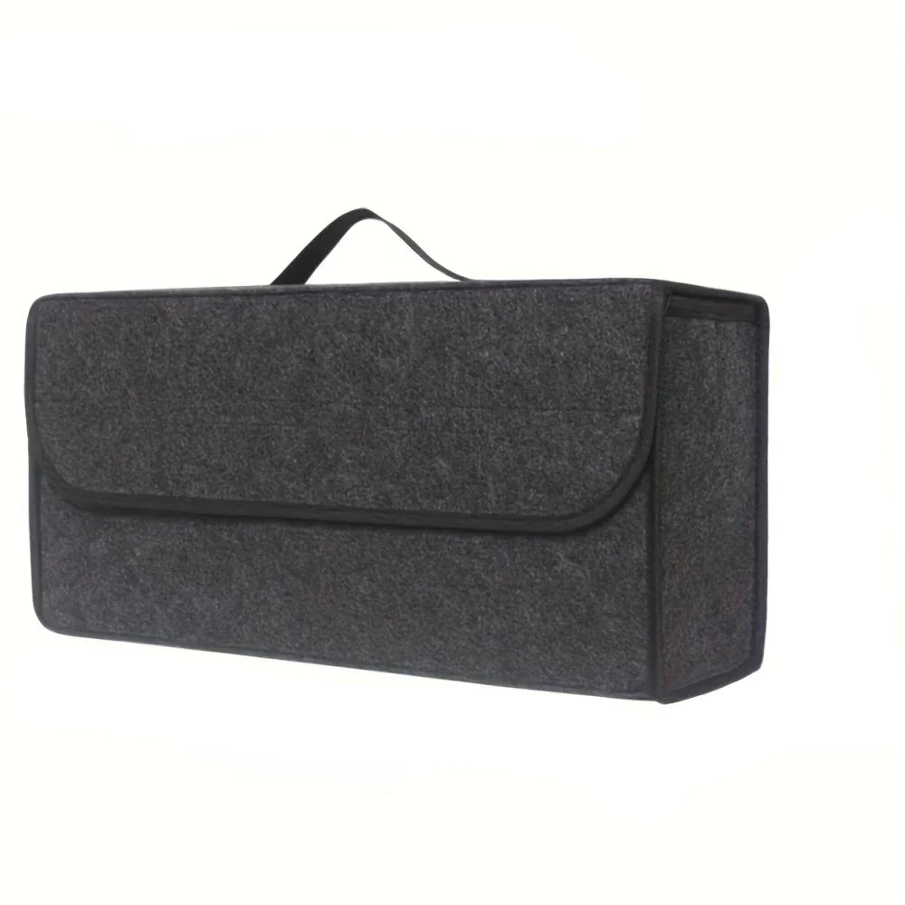 Anti-Slip Car Trunk Organizer–Foldable Felt Storage Box Grey-0