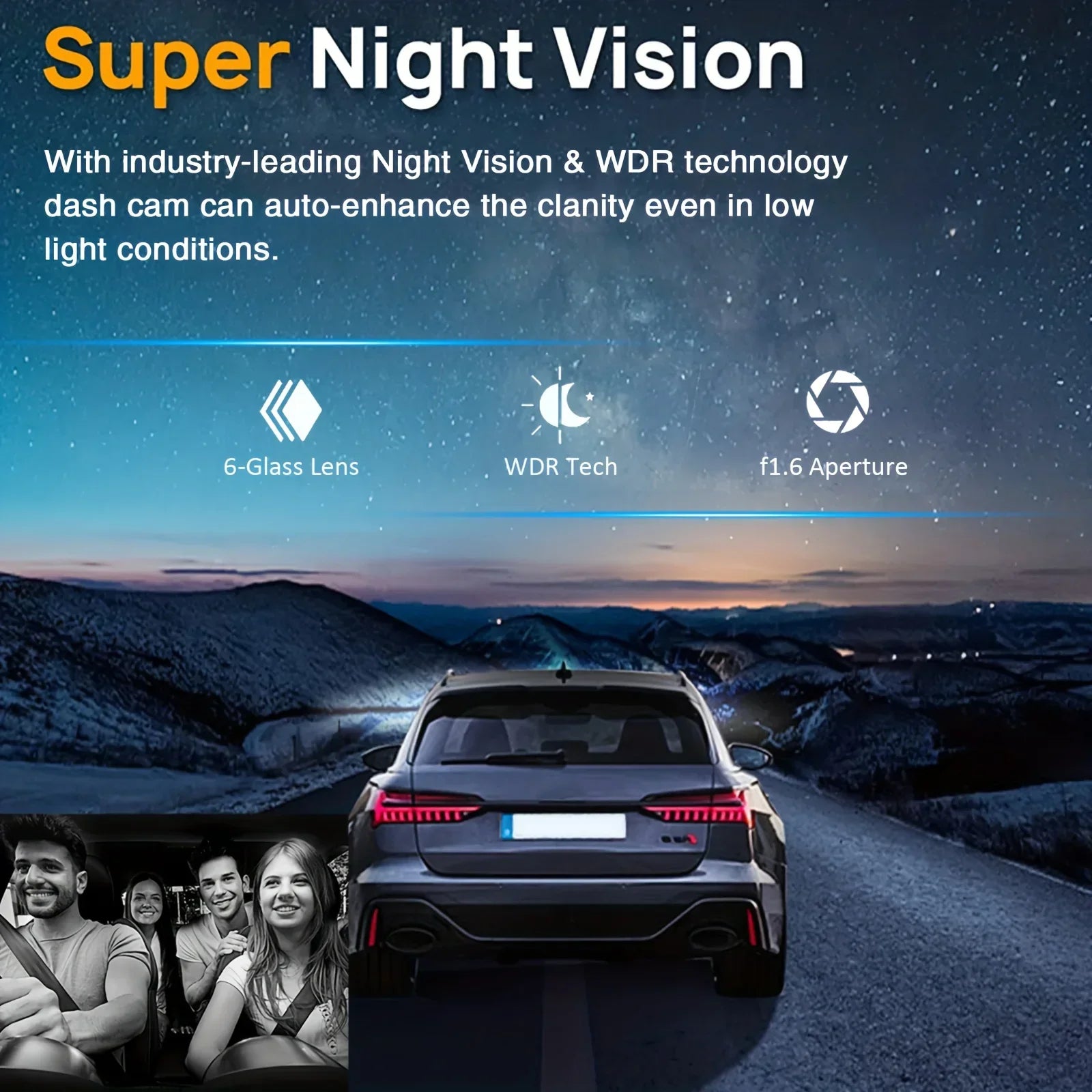1080P WiFi Dual Dash Cam Front Interior Car Camera Black-4