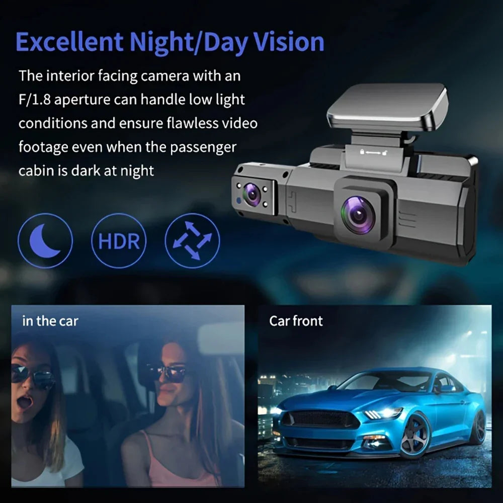 2K 1440P WiFi Dual Lens Dash Cam with Night Vision Black-3