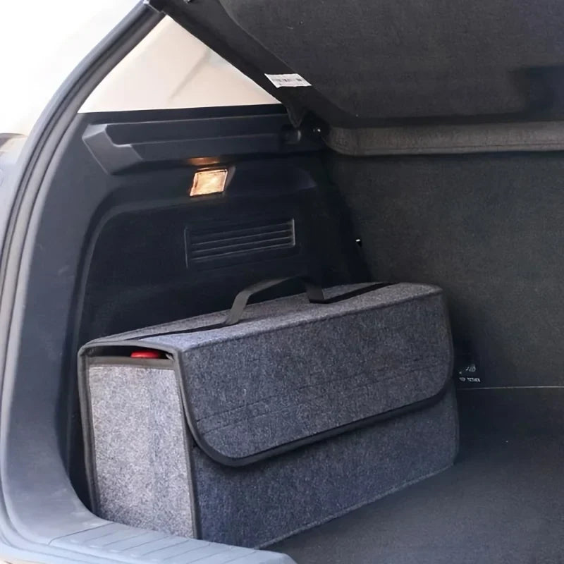 Anti-Slip Car Trunk Organizer–Foldable Felt Storage Box Grey-1