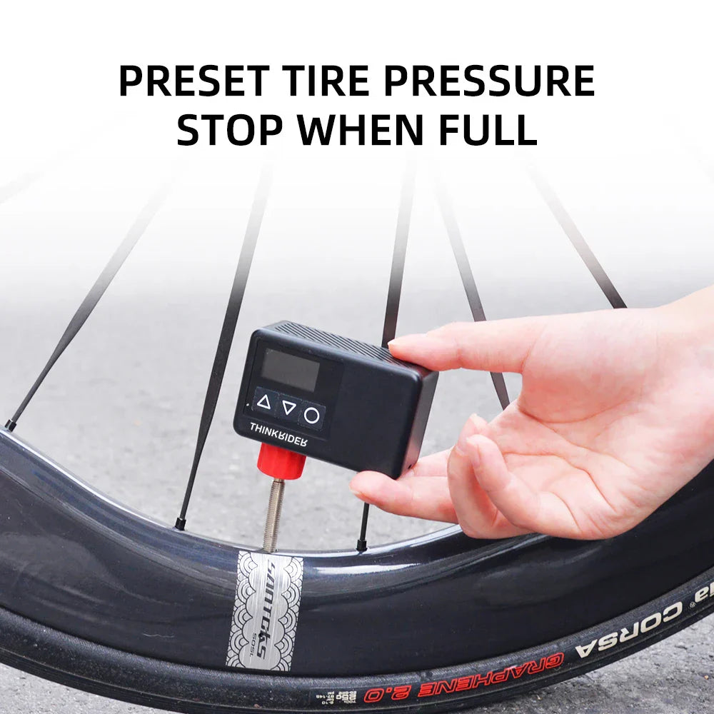 Mini Electric Bike Pump 120 PSI Pocket-Sized Tire Inflator Black-4