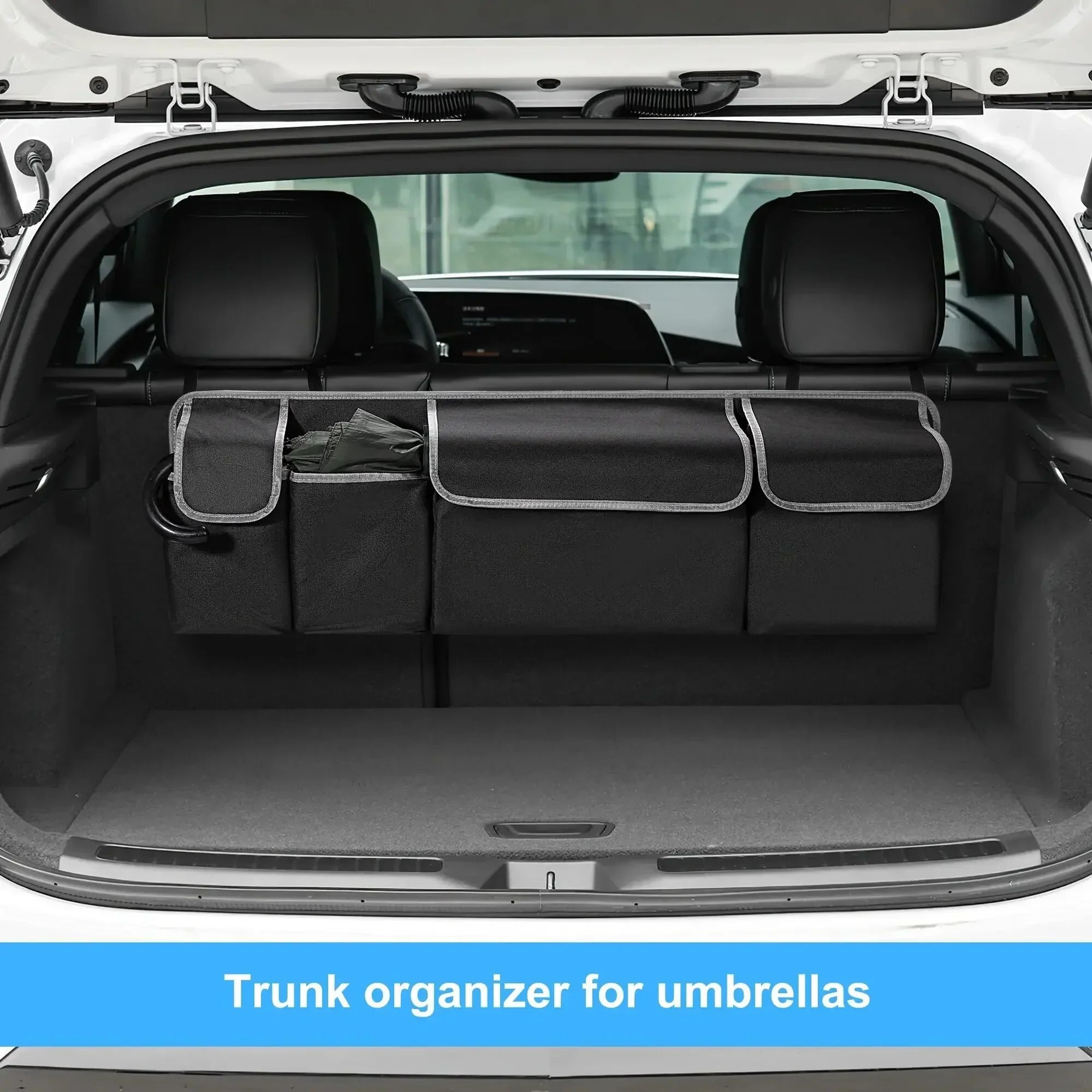 Car Trunk & Backseat Organizer High Capacity Multi Pocket Black-2
