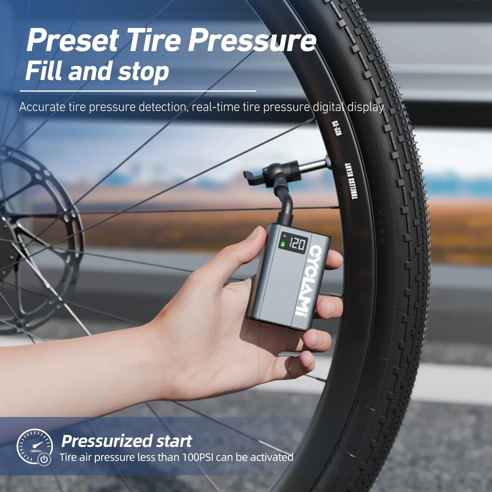 Ultralight Electric Tire Inflator 120 PSI Portable Pocket Pump Grey-2