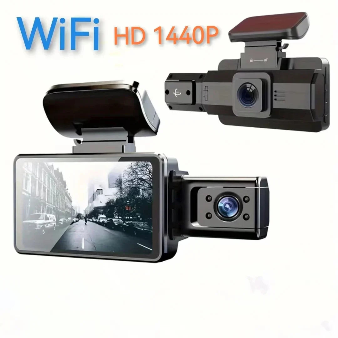 2K 1440P WiFi Dual Lens Dash Cam with Night Vision Black-1