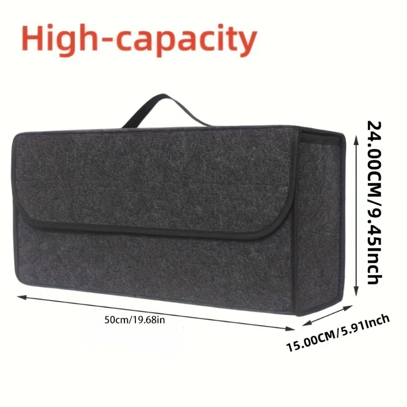 Anti-Slip Car Trunk Organizer–Foldable Felt Storage Box Grey-4