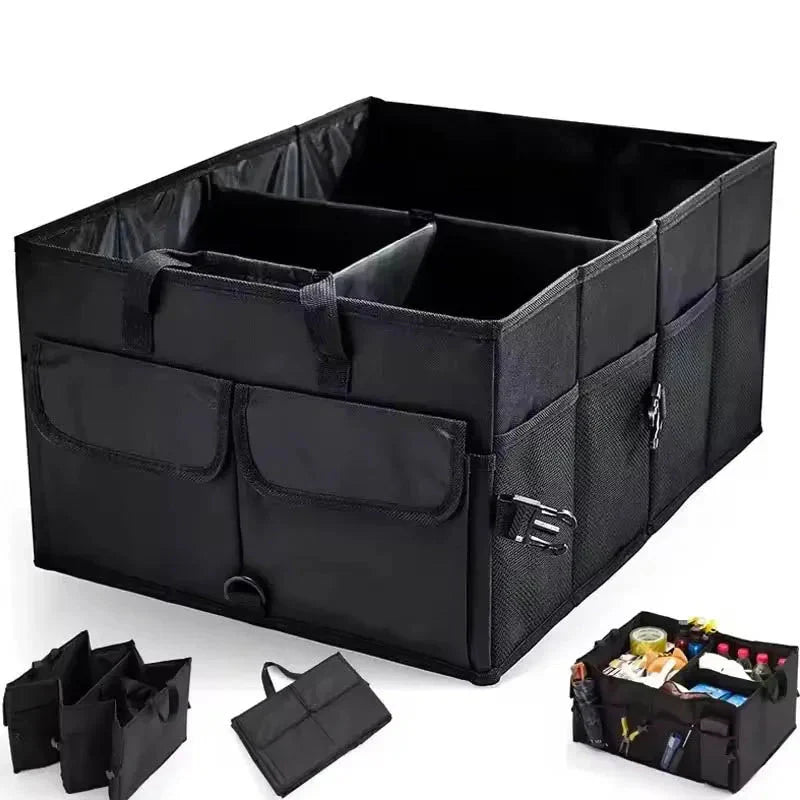 Large Capacity Collapsible Car Trunk Organizer Storage Box Black-1