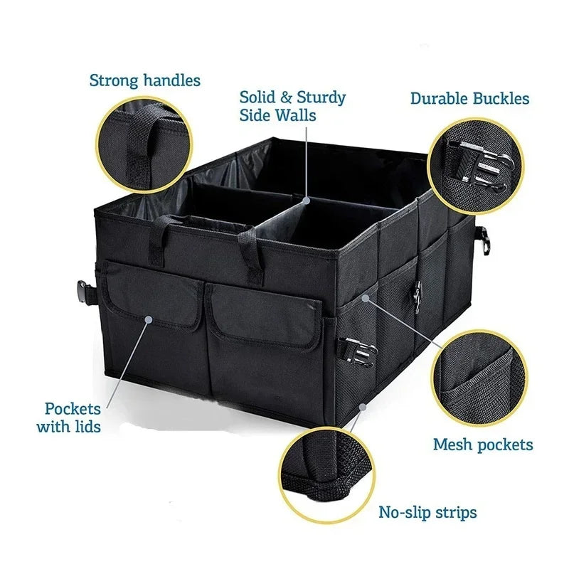 Large Capacity Collapsible Car Trunk Organizer Storage Box Black-3