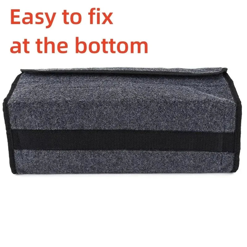 Large Anti Slip Car Trunk Organizer Soft Felt Storage Box Grey-3