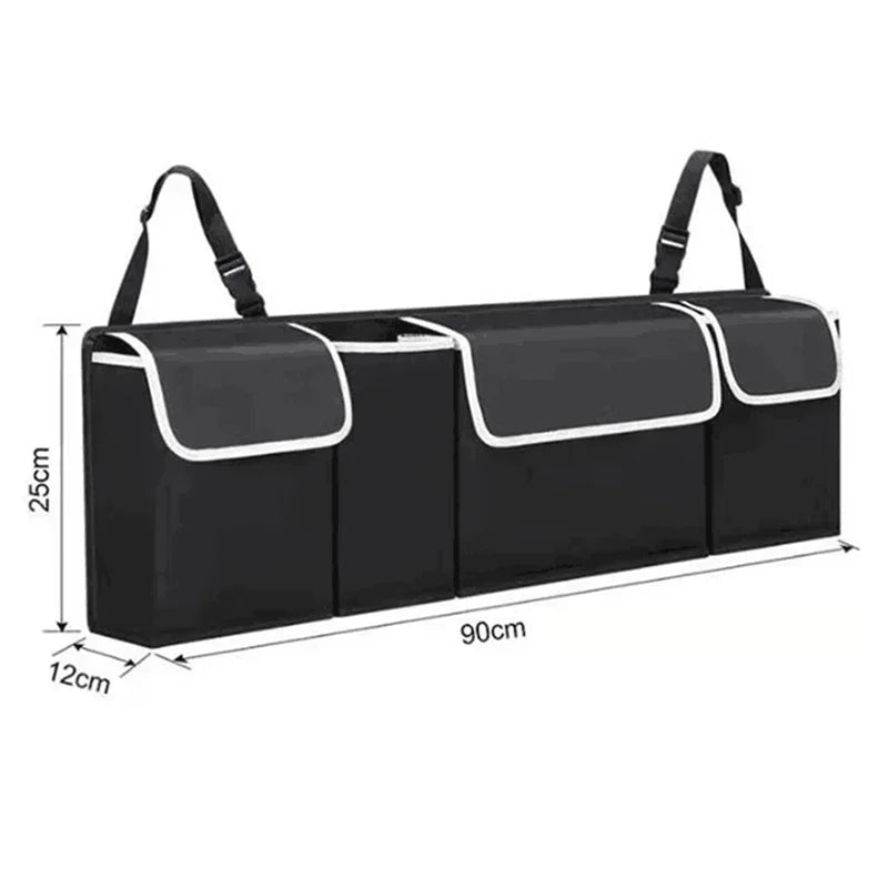 Car Trunk And Backseat Organizer Multi Use Oxford Storage Bag Black-1