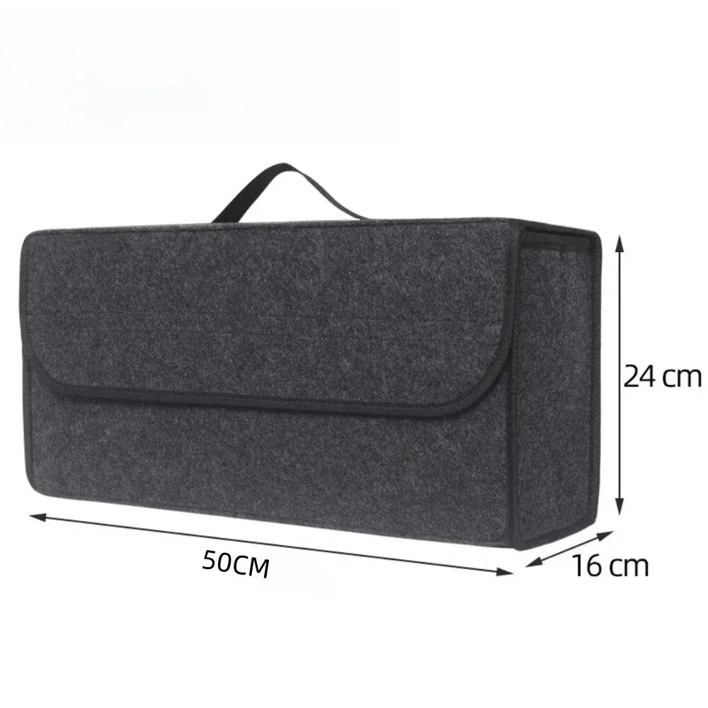 Large Anti Slip Car Trunk Organizer Soft Felt Storage Box Grey-1
