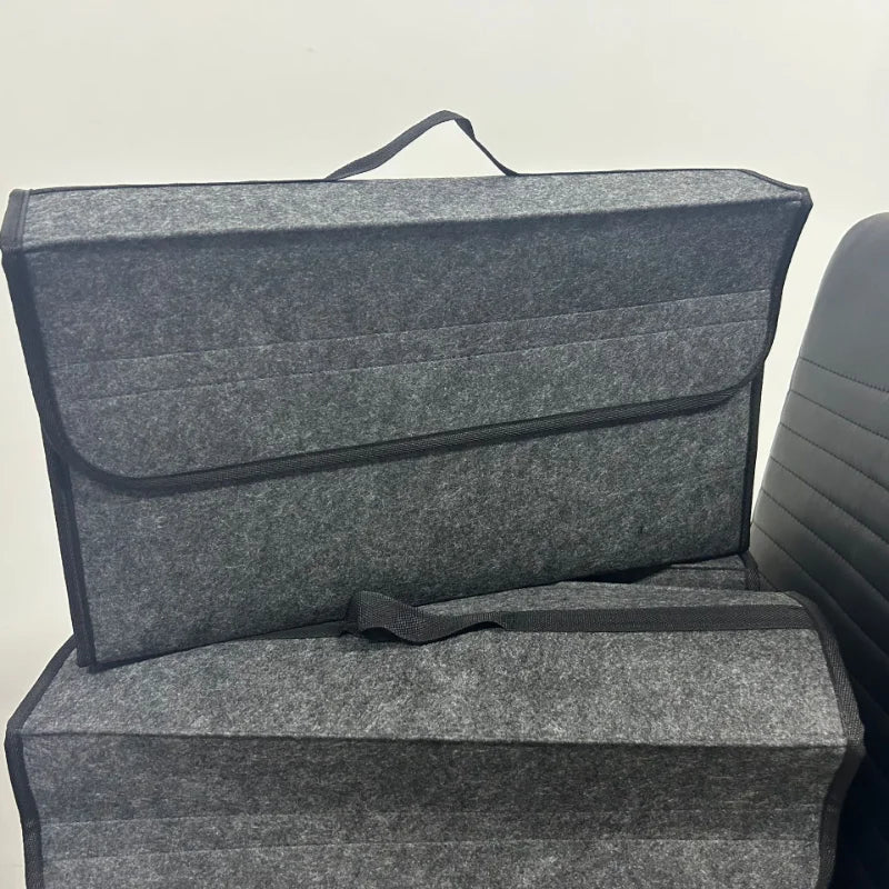 Anti-Slip Car Trunk Organizer–Foldable Felt Storage Box Grey-2