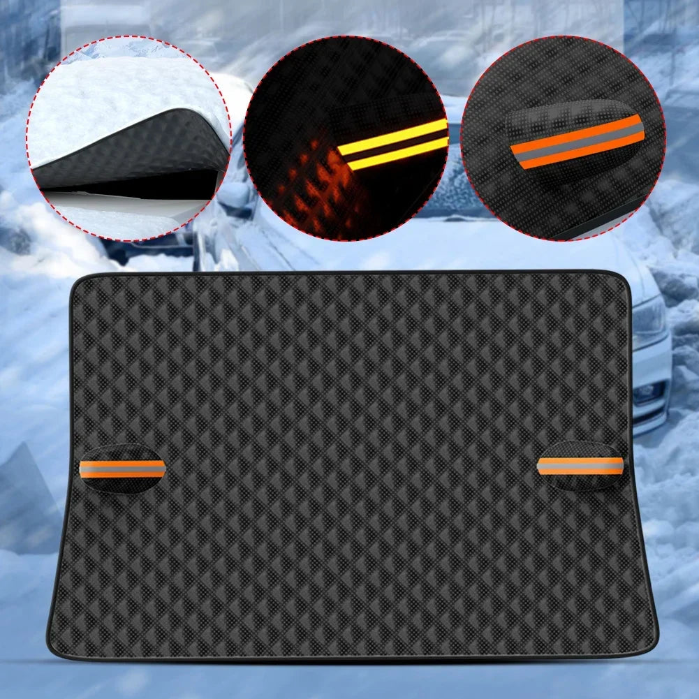 Magnetic Car Snow & Ice Protector All Season Windshield Cover Black-4
