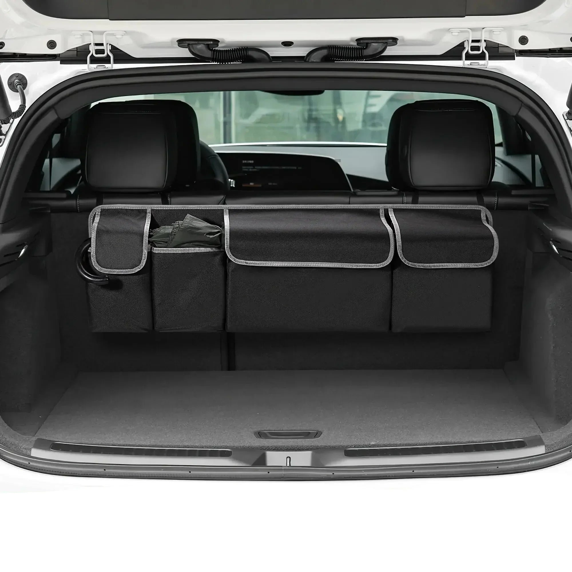 Car Trunk And Backseat Organizer Multi Use Oxford Storage Bag Black-2