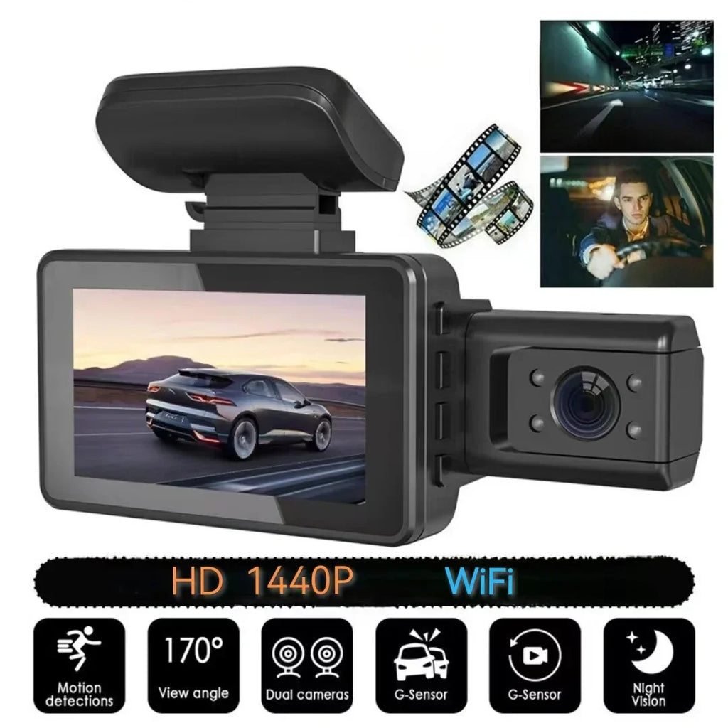 2K 1440P WiFi Dual Lens Dash Cam with Night Vision Black-2