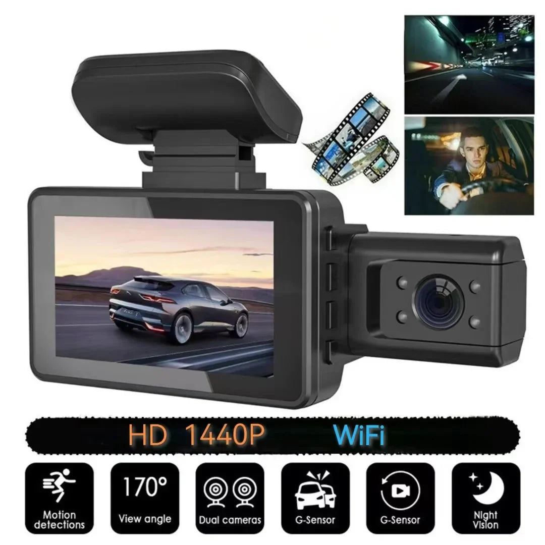 2K 1440P WiFi Dual Lens Dash Cam with Night Vision Black-2