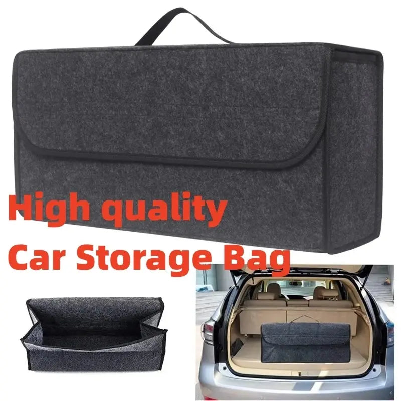 Large Anti Slip Car Trunk Organizer Soft Felt Storage Box Grey-4