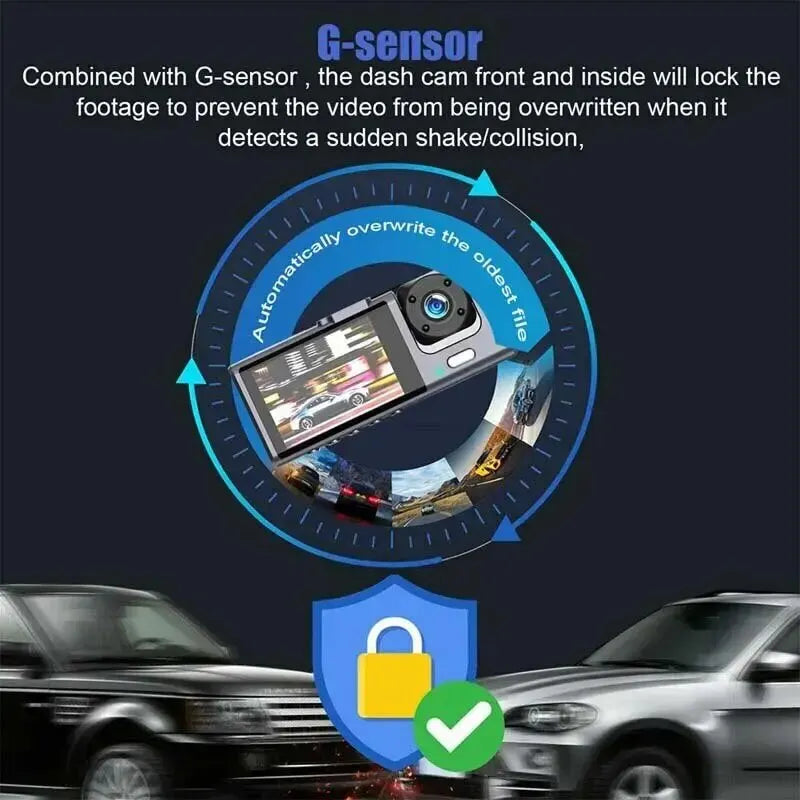 2 Channel 1080P HD Dash Cam Triple Lens Car DVR Black-3