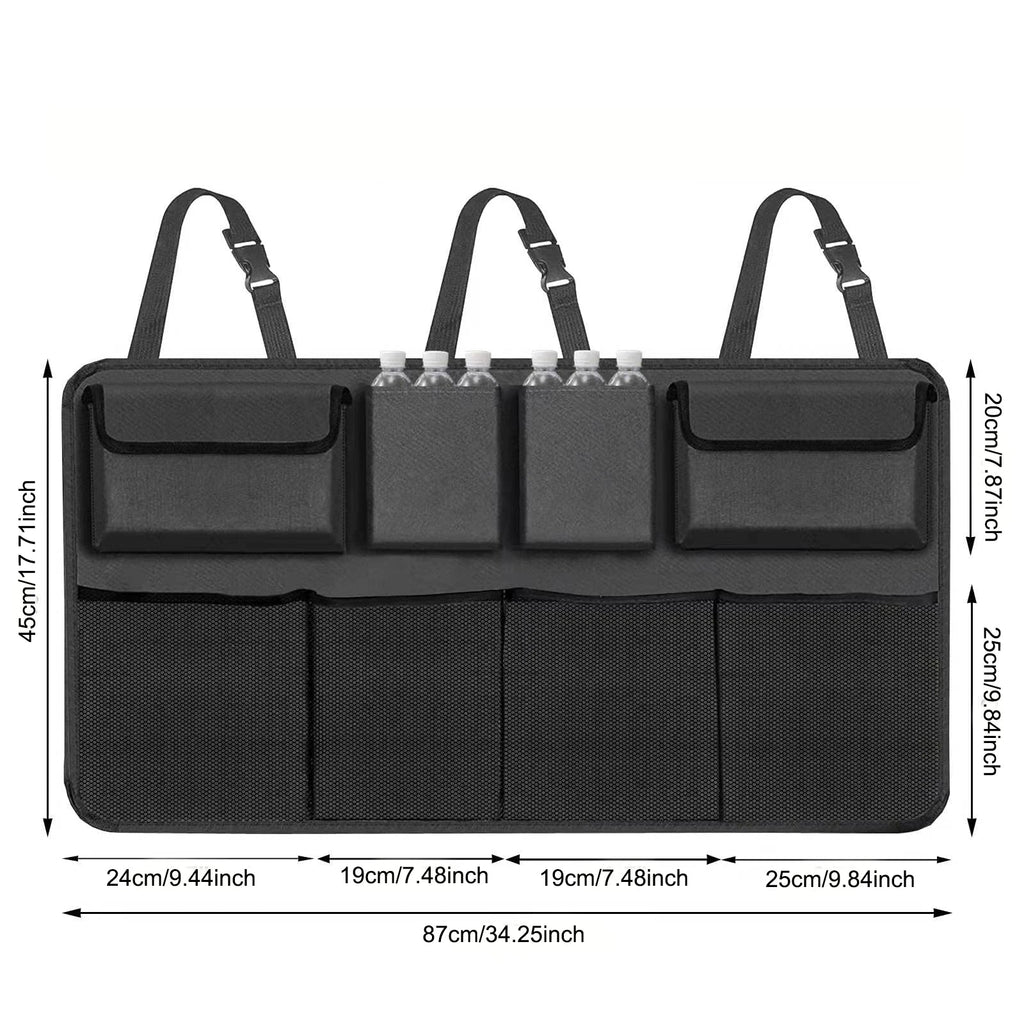 Hanging Car Trunk Organizer Backseat Storage with 8 Large Pockets Black-2