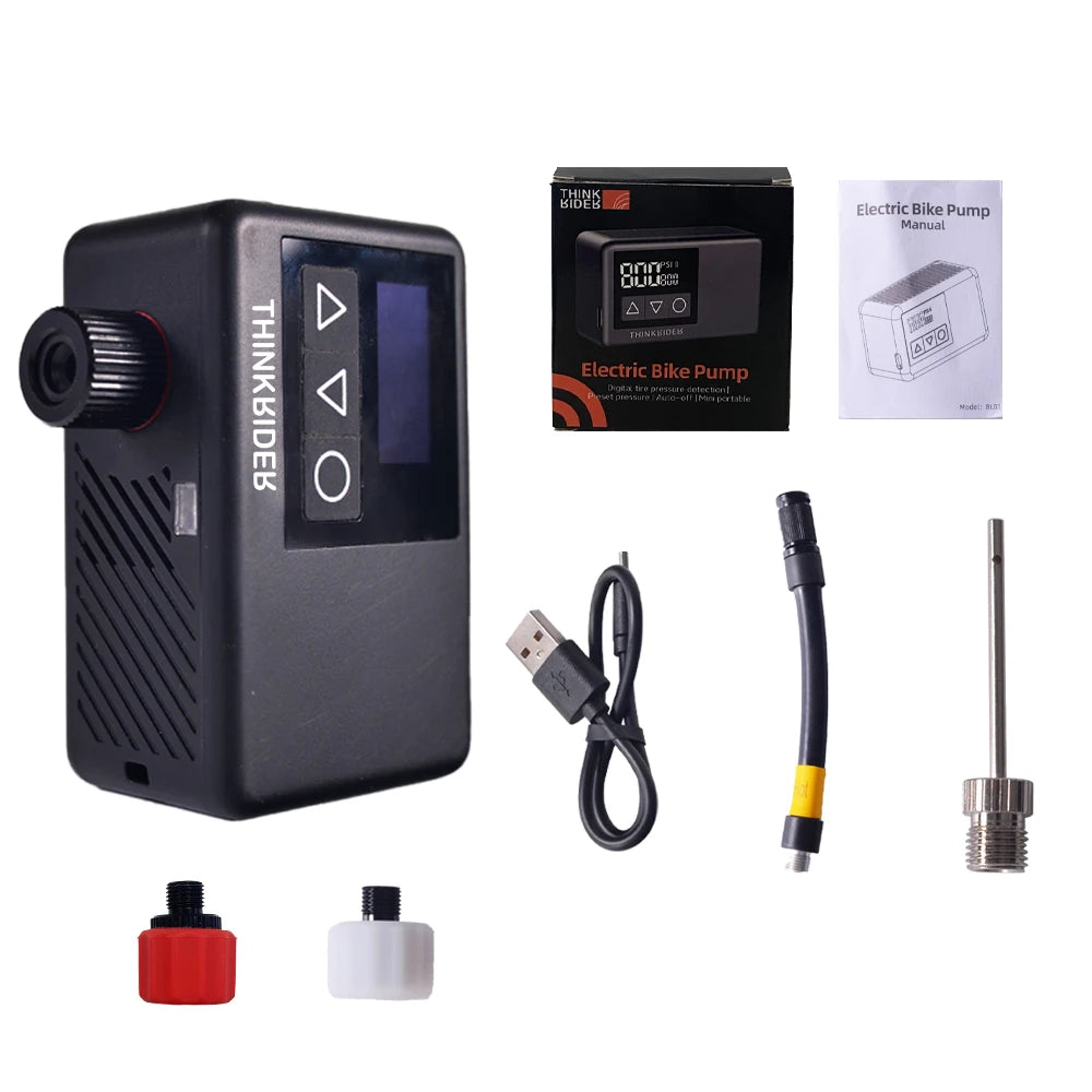 Mini Electric Bike Pump 120 PSI Pocket-Sized Tire Inflator Black-0