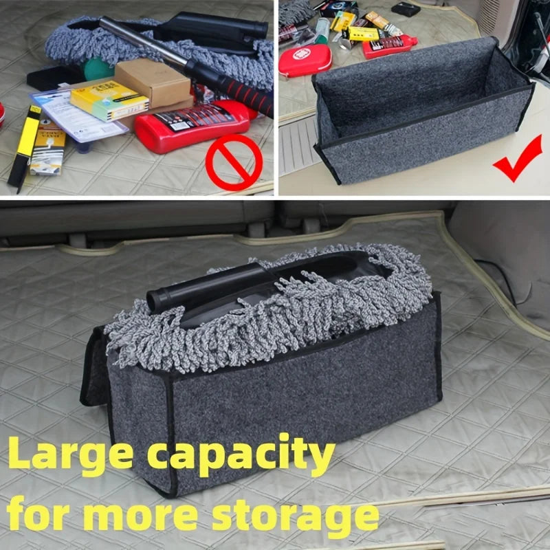 Anti-Slip Car Trunk Organizer–Foldable Felt Storage Box Grey-3