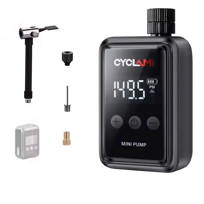 Mini Electric Bicycle Air Pump 150PSI High-Pressure Portable Inflator Black-0