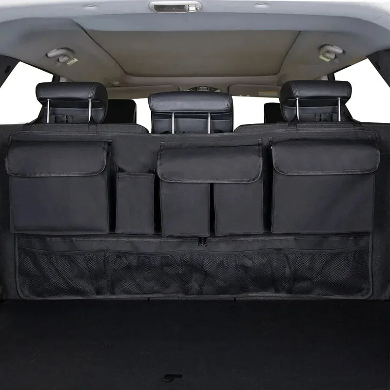 Back Seat Car Trunk Hanging Storage Bag 9 Pocket Organizer Black-2