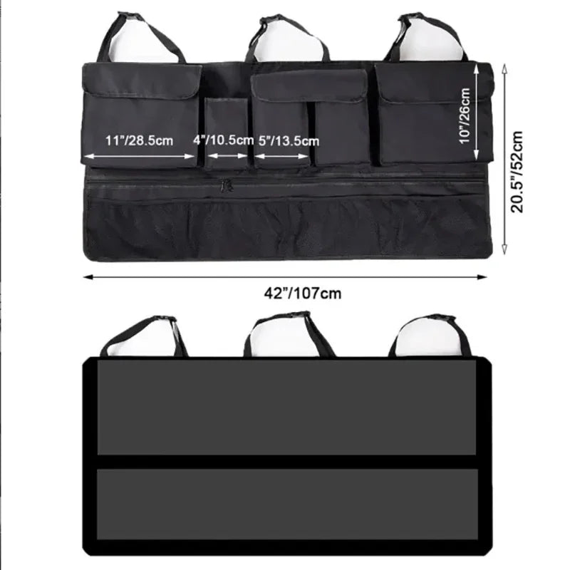 Back Seat Car Trunk Hanging Storage Bag 9 Pocket Organizer Black-1