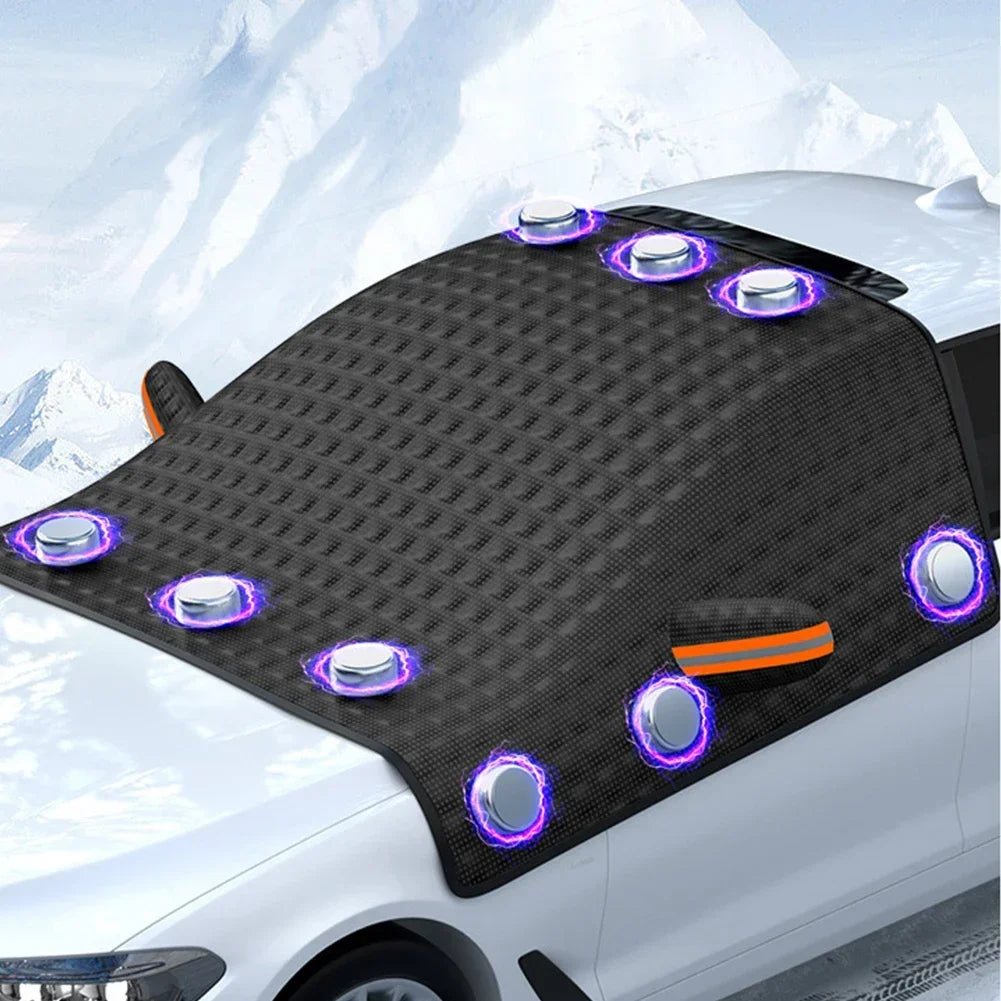 Magnetic Car Snow & Ice Protector All Season Windshield Cover Black-3