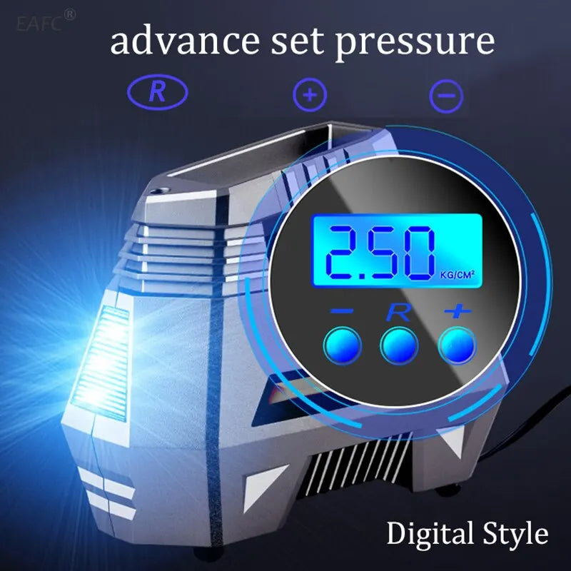 Digital Portable Air Compressor Pump Tire Inflator Grey-2
