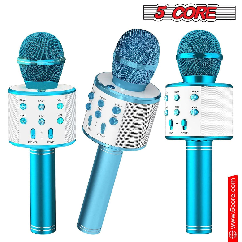 5Core Wireless Karaoke Microphone Bluetooth Mic Portable Handheld Microfonos Inalambricos BLUE-1