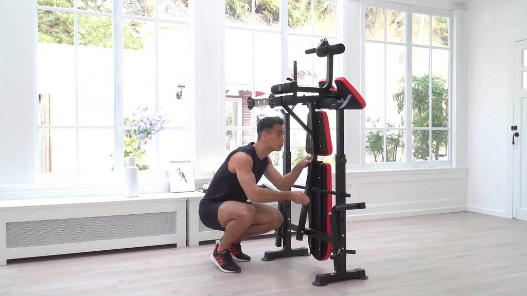 Professional 6 in 1 Workout Bench Set with Squat Rack, Adjustable & Foldable Weight Bench with Leg Developer, Preacher Curl Pad for Full Body Workout