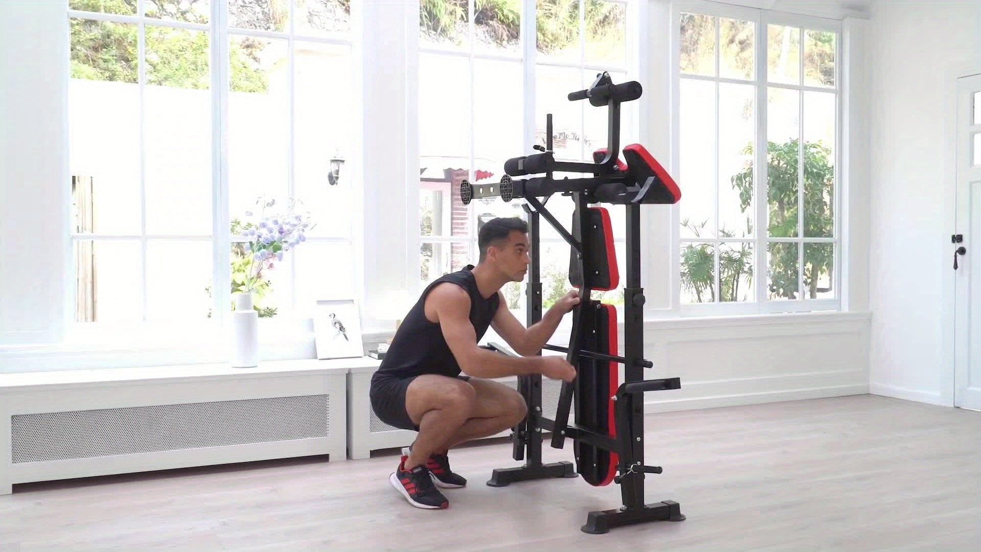 Professional 6 in 1 Workout Bench Set with Squat Rack, Adjustable & Foldable Weight Bench with Leg Developer, Preacher Curl Pad for Full Body Workout