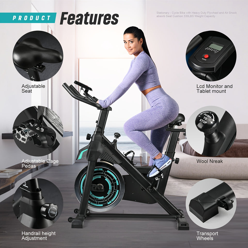 Exercise Bike, Adjustable Magnetic Resistance Silent Belt Drive, Indoor Cycling Bike for Home Cardio Gym, Fitness Stationary Bike Machine with 350lbs/300lbs Weight Capacity, Monitor with Pulse & Ipad Mount &Upgraded Version S
