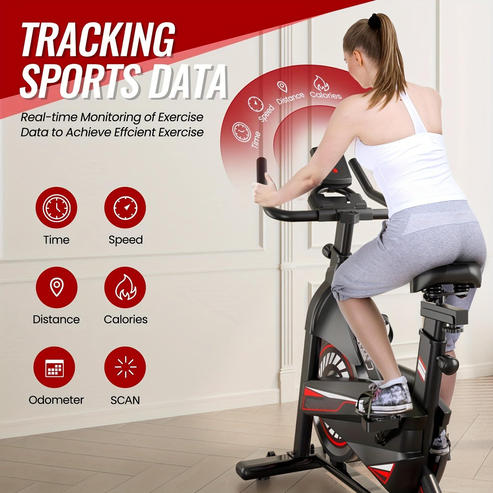 Exercise Bike-Indoor Stationary Bike for Home Gym, Workout Bike With Belt Drive, Cycling Bike With Digital Display & Comfortable Seat Cushion Convenient operation makes workouts easier and more efficient