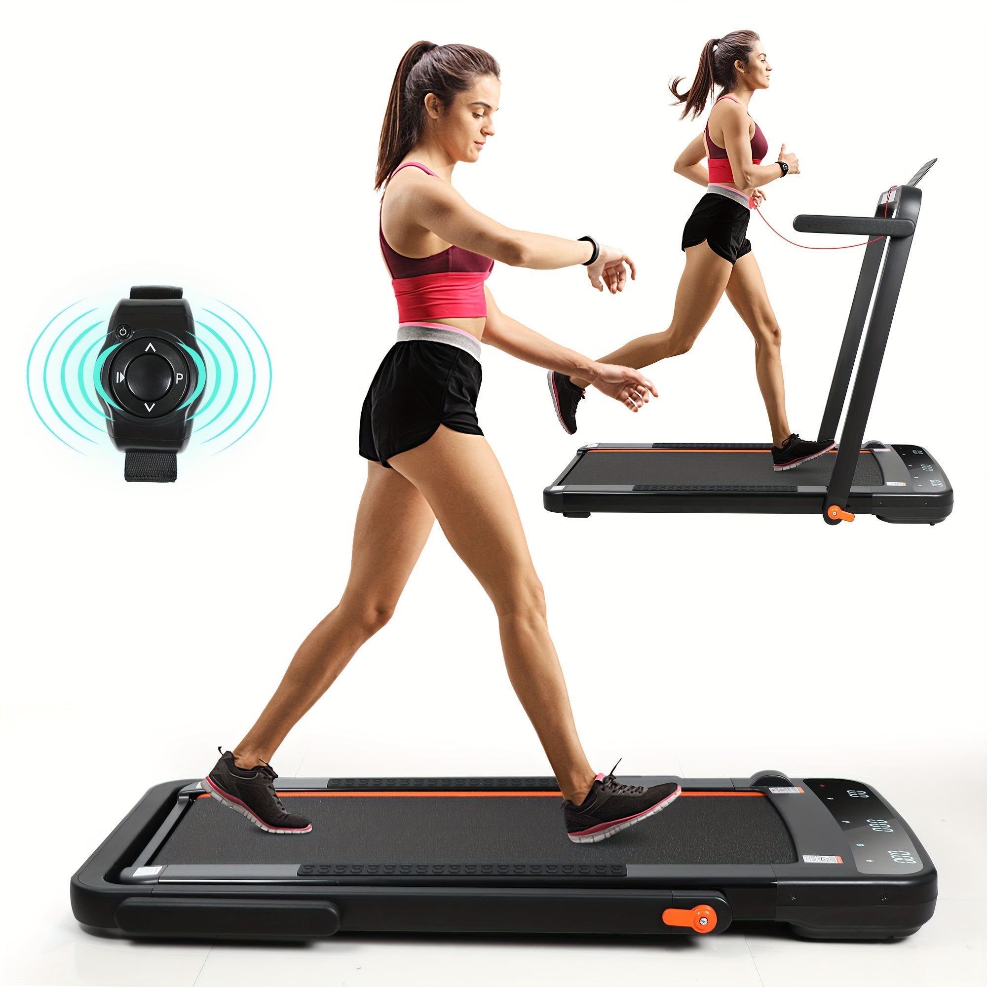 2 in 1 Foldable Treadmill, Under Desk Treadmill 300 lb Capacity, Walking Pad Treadmill, Installation-Free Folding Treadmill, Electric Treadmill, Running Machine for Home Black