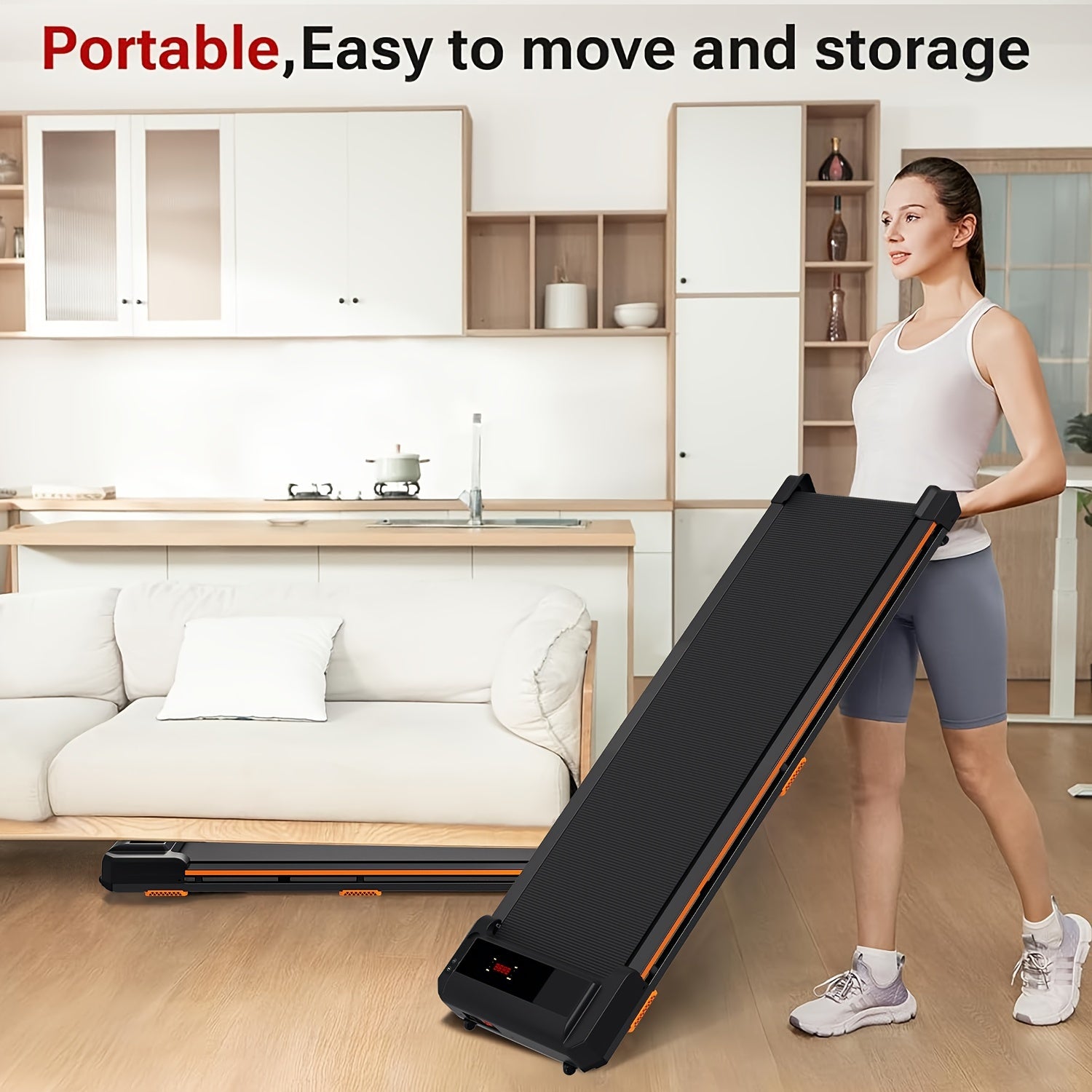 AIRHOT 1pc Under Desk Treadmill, 2.25HP Running Machine For Home Office, With 265lbs Weight Capacity, Remote Control, LED Display