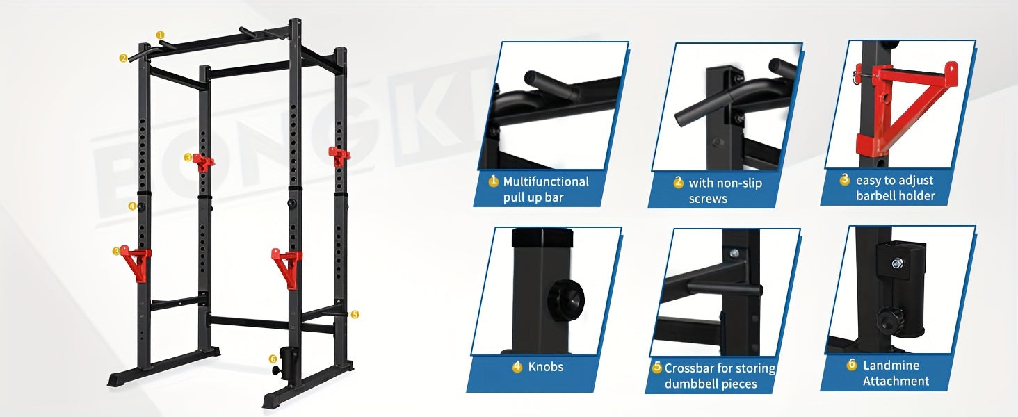 Cube Walk Power Rack, Rack Cage for Weight Training, Adjustable Squat Stand Rack for Home Gym Equipment, Heavy Capacity And Adjustable Squat Stand Rack, Lifting Cage with 660lb Capacity, Strength Training Squat Stand Barbell
