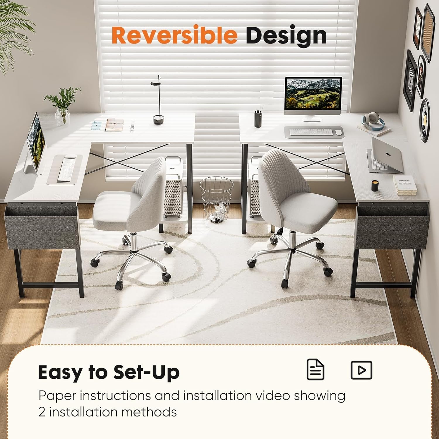 White L Shaped Gaming Desk 50 Inch-4