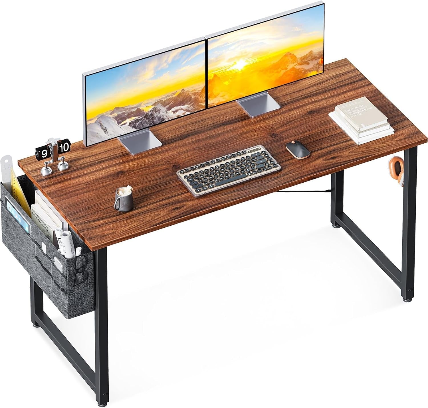 48 Inch Brown Gaming Desk with Storage-1