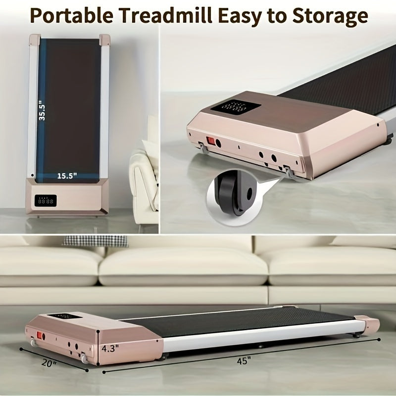 300lbs Capacity Under Desk Treadmill Walking Pad for Home/Office - Portable, Remote Controlled, Space-Saving, Iron Construction - 110V-130V, US Plug, Power Supply Included