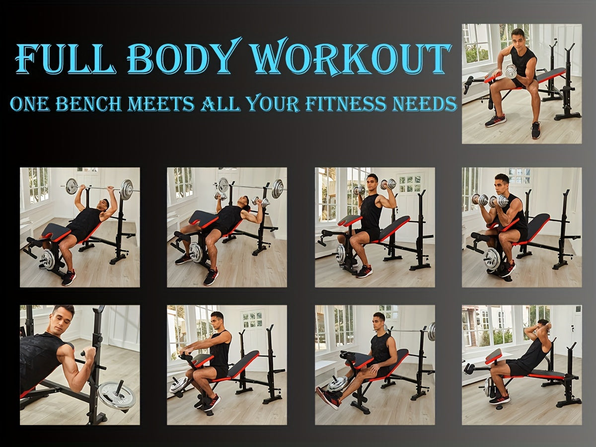 All In One 3S Fast Folding Home Gym Equipment Professional Workout Bench Set with Squat Rack, Adjustable & Foldable Upgrade Weight Bench Press Set with Leg Developer, Preacher Curl Pad for Full Body Workout