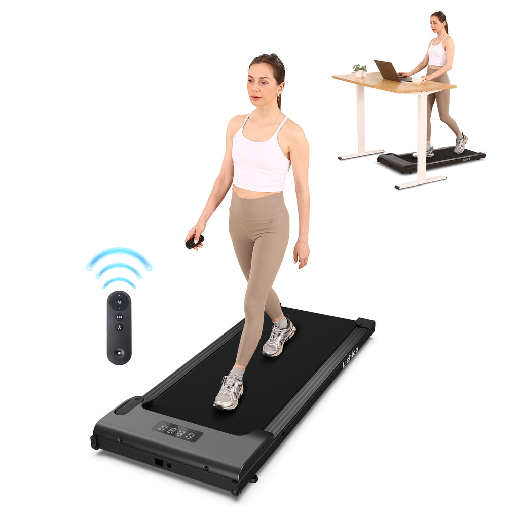 Lichico Under Desk Treadmill, Walking Pad Portable Small Treadmill for Home and Office, 2.5HP Super Quiet Brushless Motorized Walking Jogging Running Machine with Remote Control