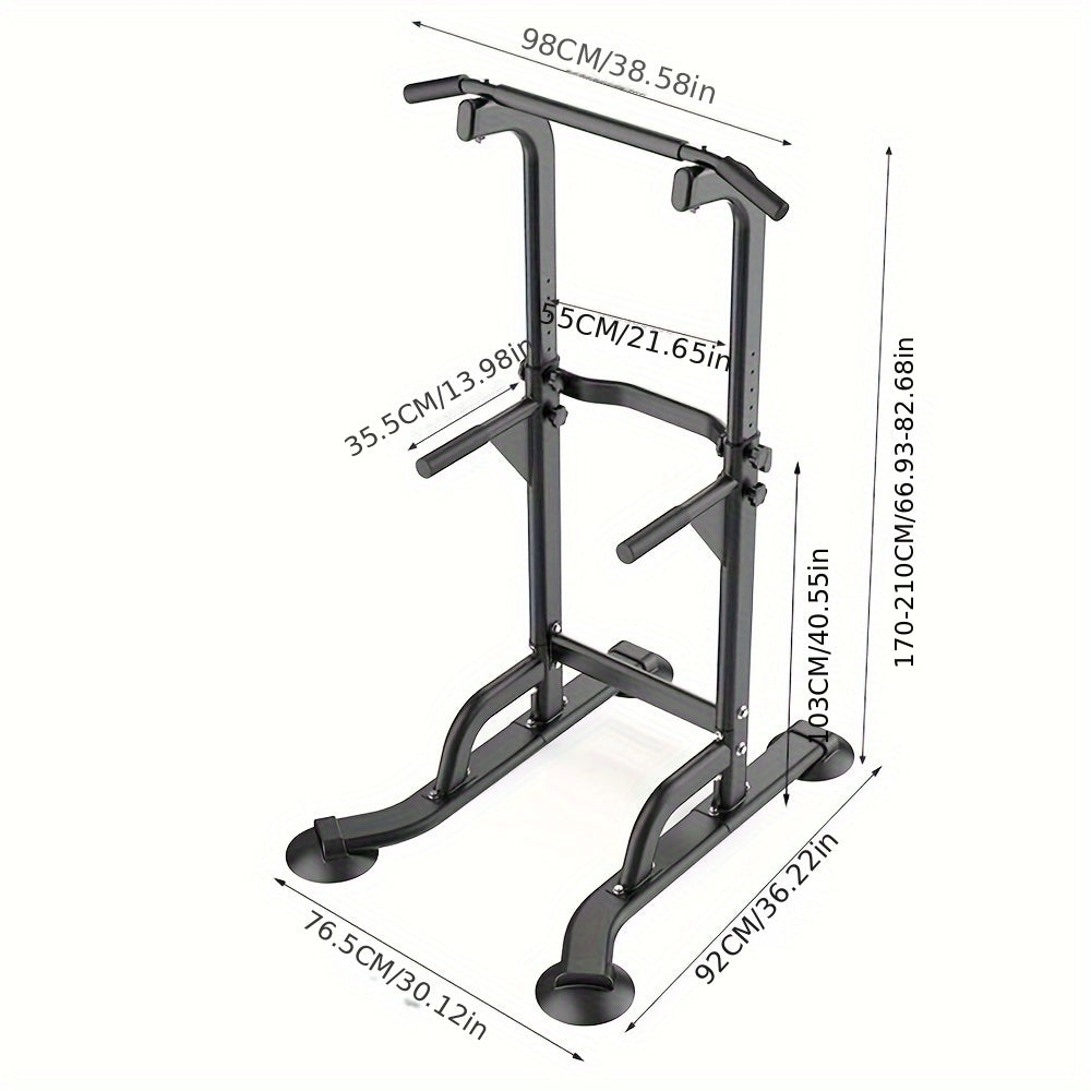 Foldable 10-Level Pull Up Tower – Pull Up Bar & Push Knee Raise Station(Black)-1