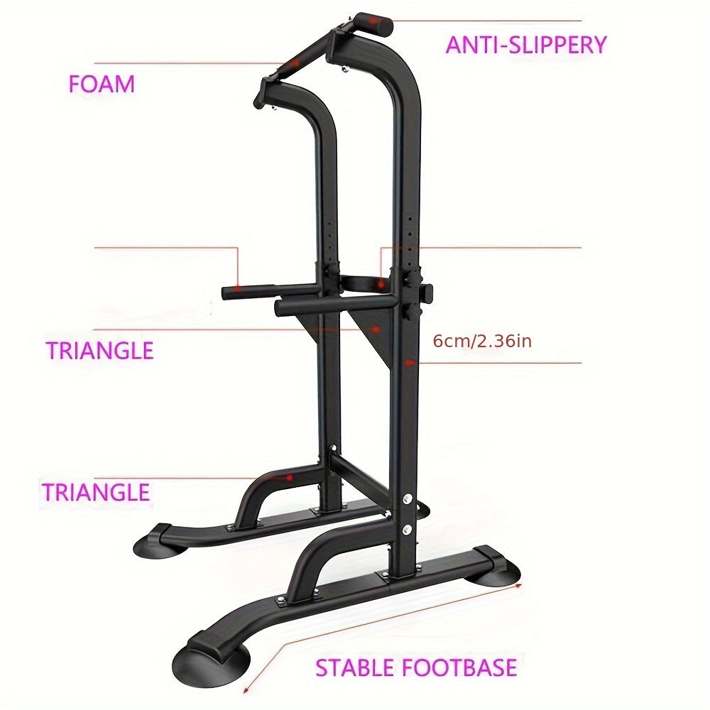Foldable 10-Level Pull Up Tower – Pull Up Bar & Push Knee Raise Station(Black)-4