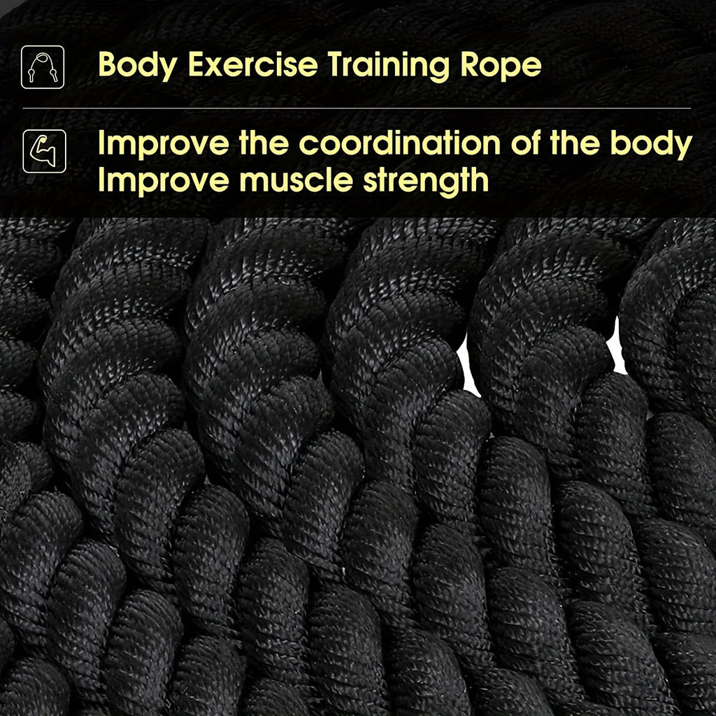 30Ft 1.5 Inch Battle Ropes - Polyester Workout Rope Heavy For Home Body Workouts Building Muscle, Black - For Fitness Enthusiasts & Athletes - Ideal for Strength Training & HIIT Workouts - Great Gift for Gym Lovers
