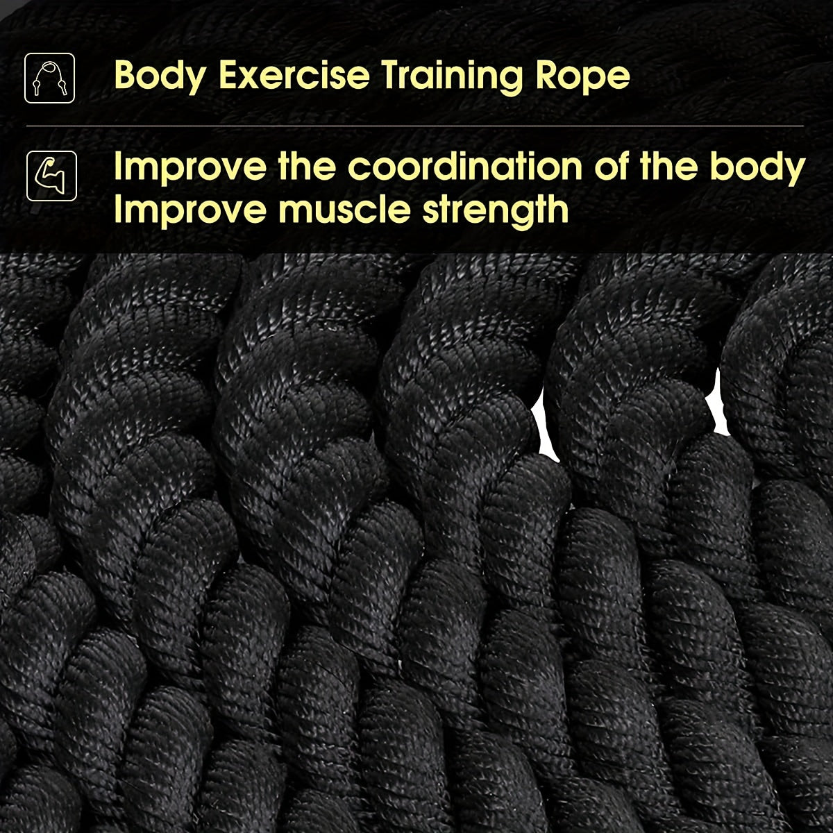 30Ft 1.5 Inch Battle Ropes - Polyester Workout Rope Heavy For Home Body Workouts Building Muscle, Black - For Fitness Enthusiasts & Athletes - Ideal for Strength Training & HIIT Workouts - Great Gift for Gym Lovers