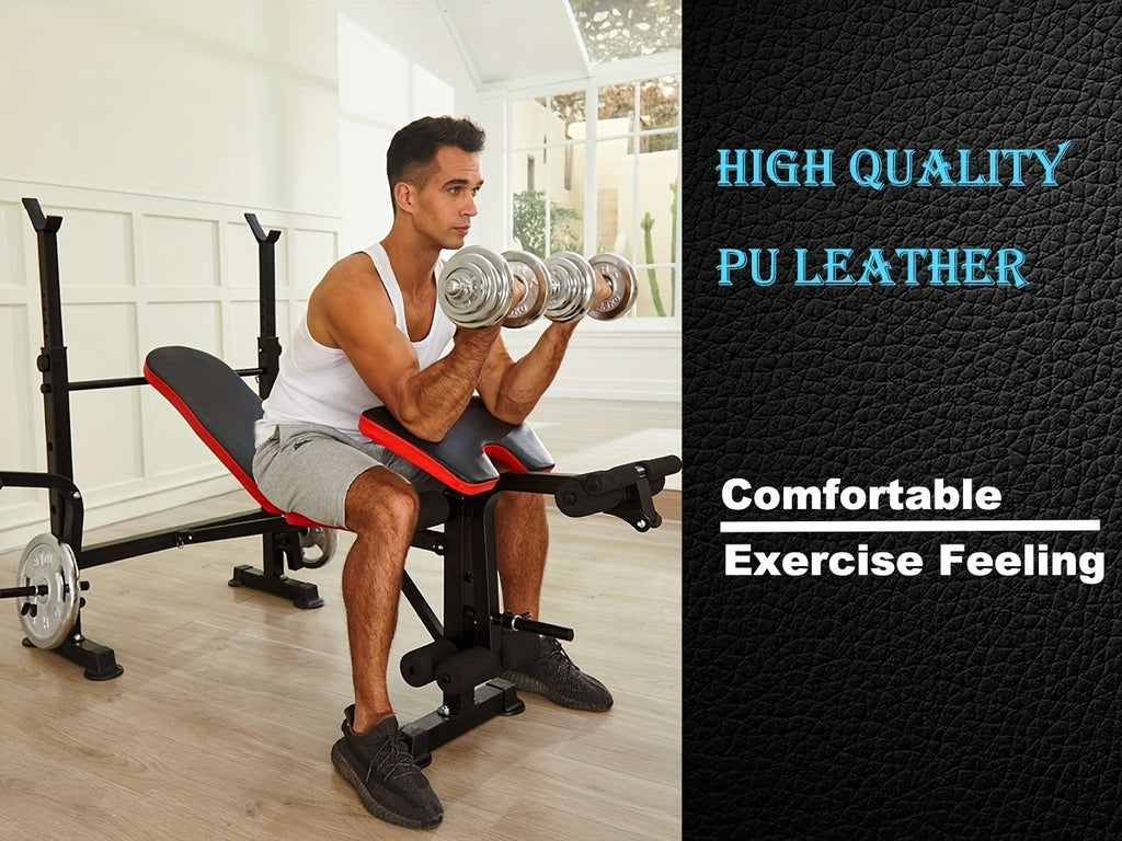 Professional 6 in 1 Workout Bench Set with Squat Rack, Adjustable & Foldable Weight Bench with Leg Developer, Preacher Curl Pad for Full Body Workout