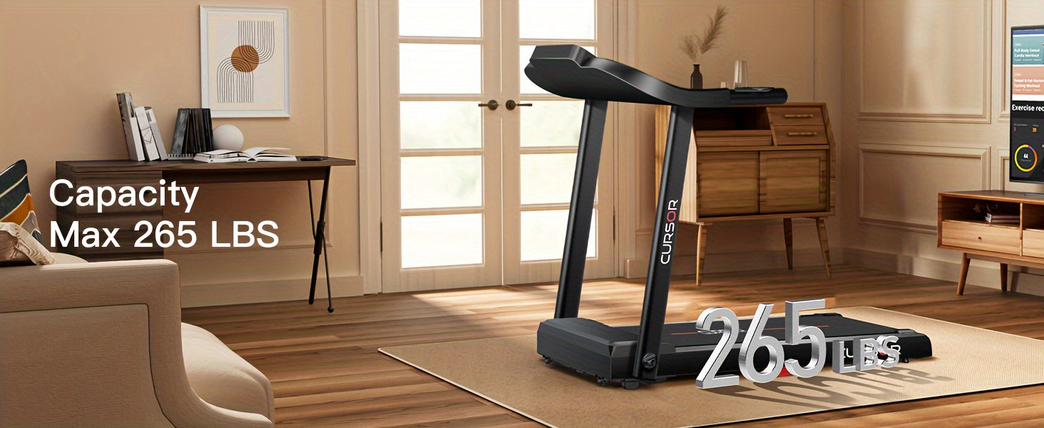 Fitness Stepper Home Folding Treadmill With Pulse Sensor, 2.5HP Foldable Portable Treadmill, 7.5 MPH Electric Motorized Running Machine With Heart Rate Sensor, 265 LBS Capacity For Home Gym