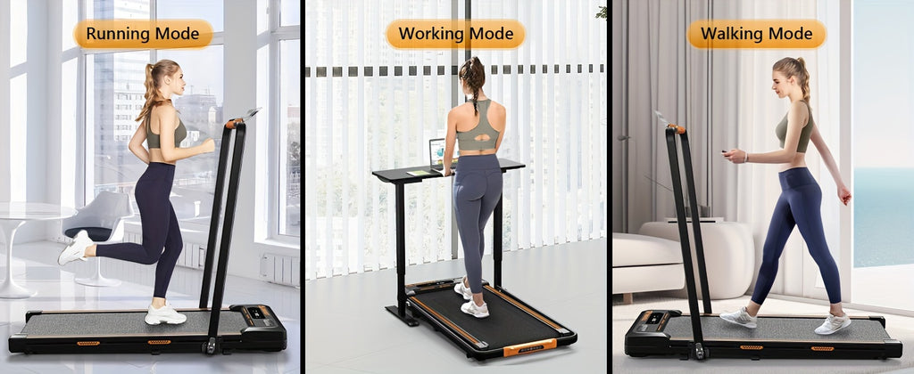 AIRHOT 2-in-1 Under Desk Treadmill 2.5HP Folding Compact Black Walking Pad, Without Battery